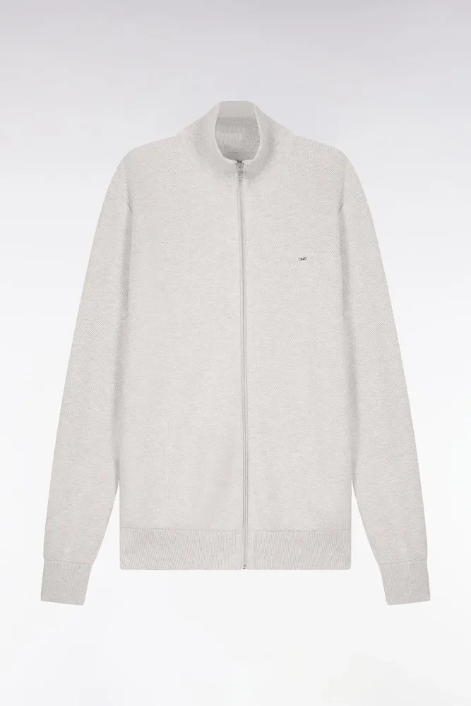 Cardigan Zippé En Coton Gris Clair