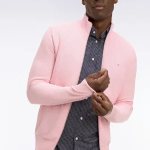 Cardigan zippé en coton rose