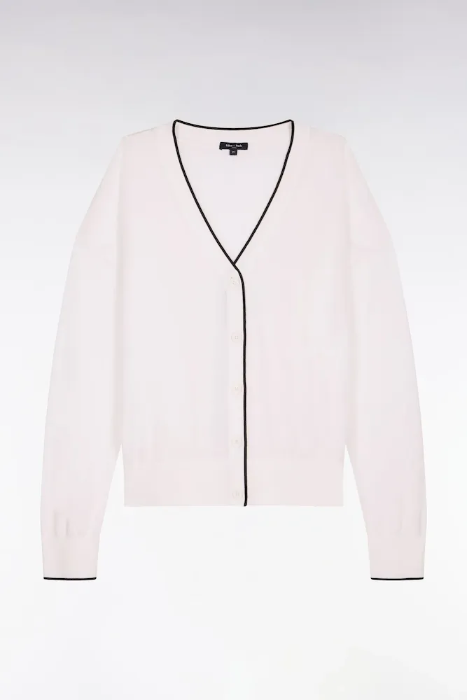 Cardigan Boutonné Col V Blanc