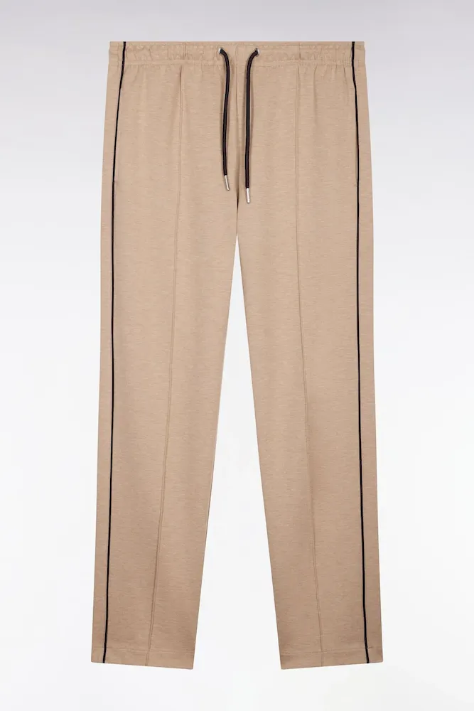 Jogging En Coton Mélangé Beige Coupe Regular