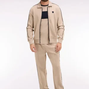 Jogging en coton mélangé beige coupe regular