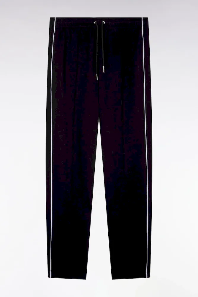 Jogging En Interlock Noir à Découpes Contrastées Coupe Regular