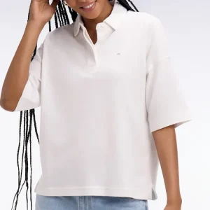 Maillot à manches courtes en coton Pima blanc coupe relaxed