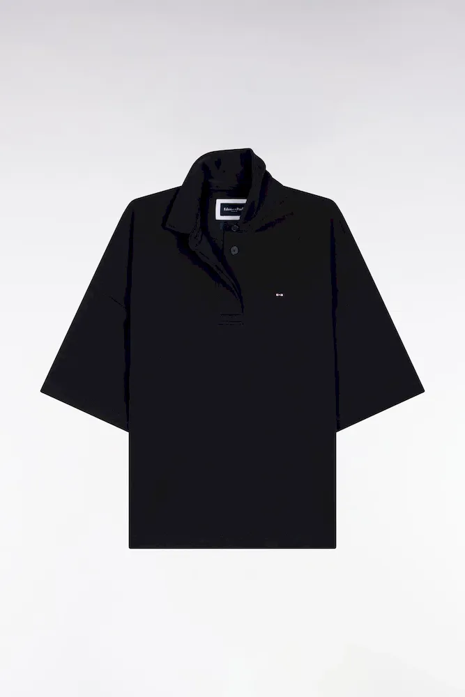 Maillot à Manches Courtes En Coton Pima Marine Coupe Relaxed