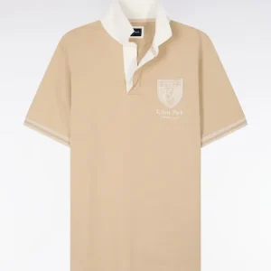 Alternative view of Maillot à manches courtes en jersey de coton beige écusson brodé coupe regular