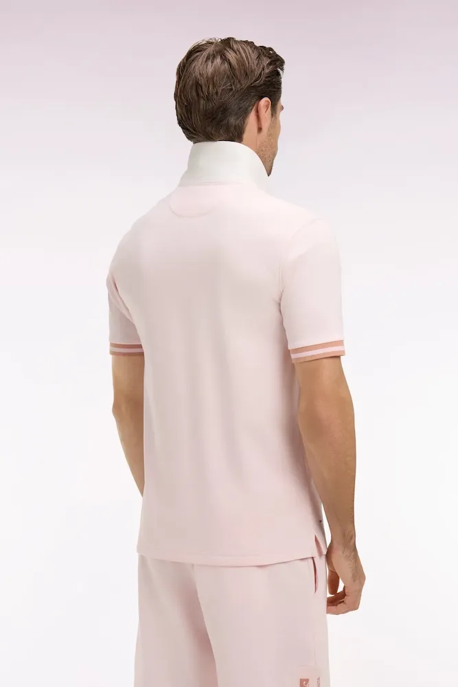 Maillot à manches courtes en jersey de coton rose écusson brodé coupe regular – Bild 5