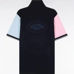 Alternative view of Maillot à manches courtes en jersey coton marine colorblock coupe regular