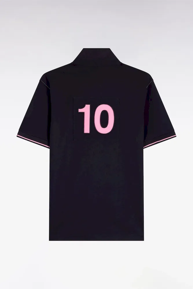 Maillot à Manches Courtes En Coton Blanc Et Marine Coupe Regular