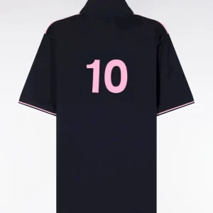 Alternative view of Maillot à manches courtes en coton rose et marine coupe regular