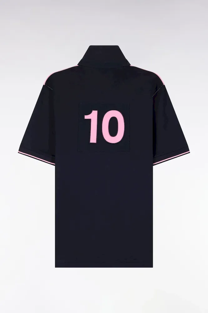 Maillot à Manches Courtes En Coton Rose Et Marine Coupe Regular