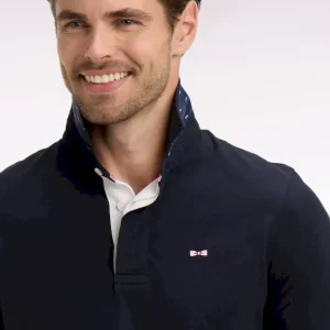 Maillot à manches courtes en coton marine broderie dos coupe regular