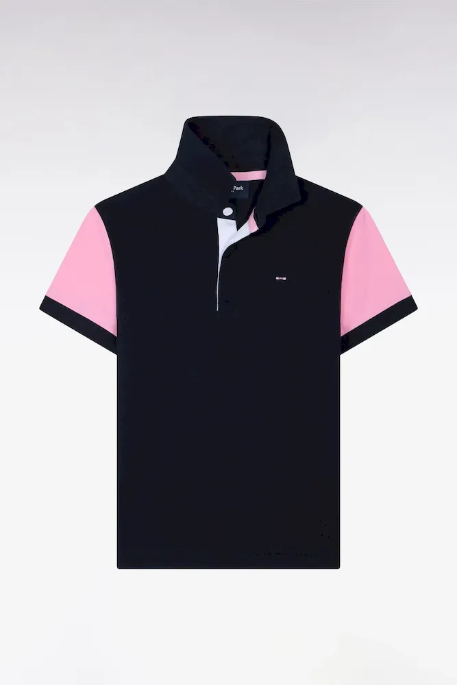 Maillot à manches courtes rose en coton marine