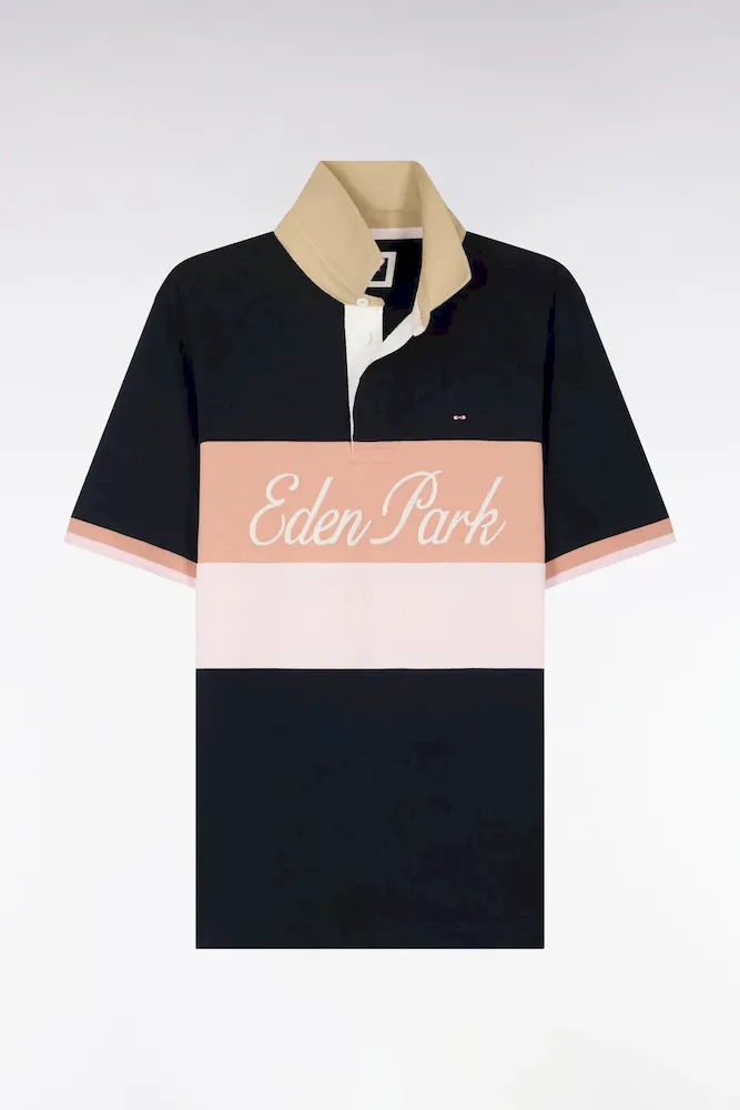 Maillot à Manches Courtes Marine à Découpes Pastel Et Broderie Coupe Regular