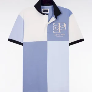 Alternative view of Maillot à manches courtes bleu découpes cadran et broderie coupe regular