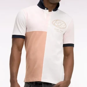 Maillot à manches courtes rose découpes graphiques et broderie coupe regular