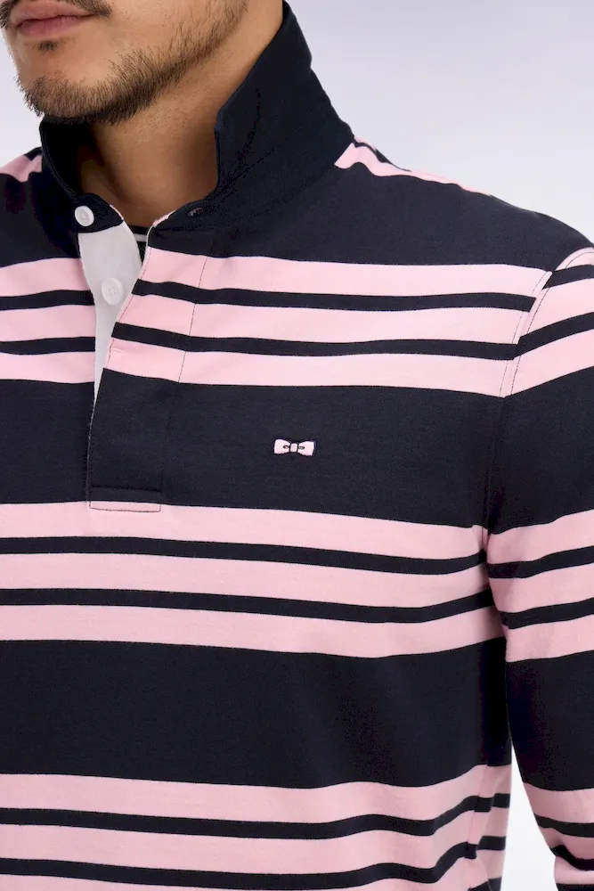 Maillot à manches longues en coton rayé marine et rose – Bild 4