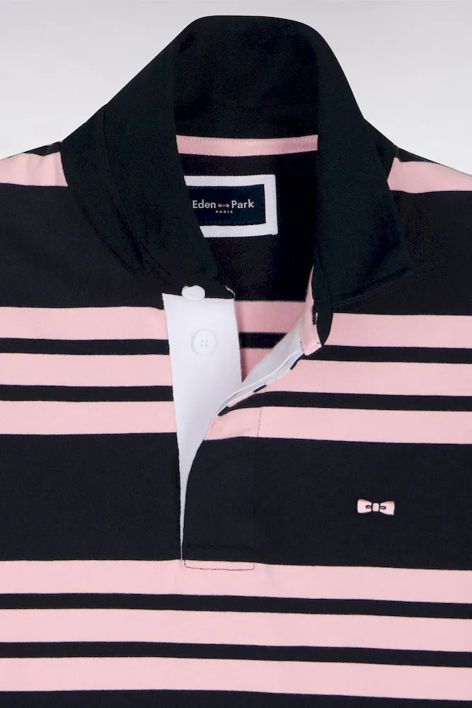 Maillot à manches longues en coton rayé marine et rose – Bild 6