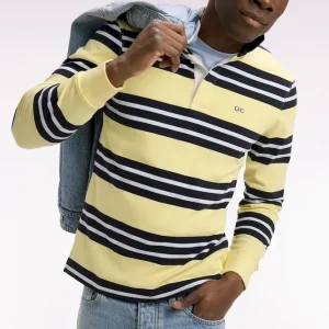 Maillot à manches longues en coton rayé jaune clair