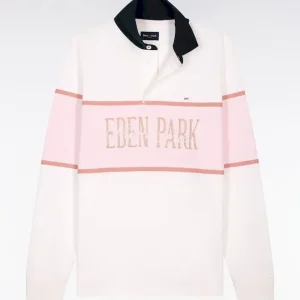 Alternative view of Maillot à manches longues écru et rose brodé