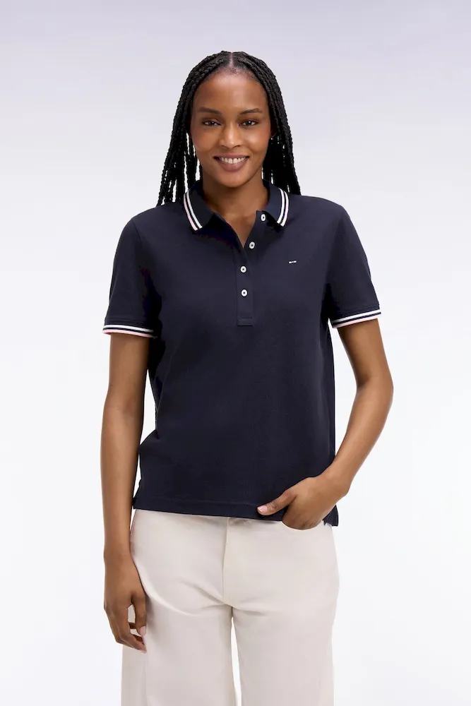 Polo à manches courtes en coton marine coupe regular – Bild 3