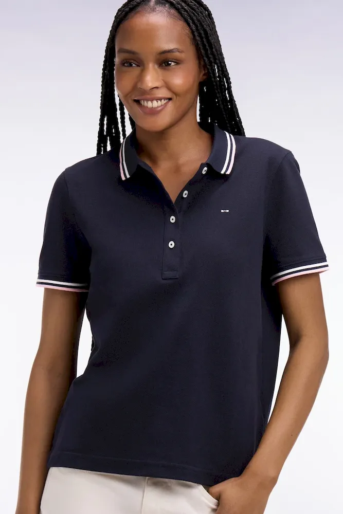 Polo à manches courtes en coton marine coupe regular