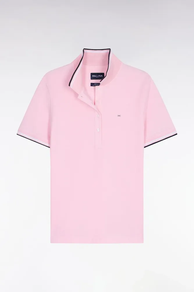 Polo à Manches Courtes En Coton Rose Coupe Regular