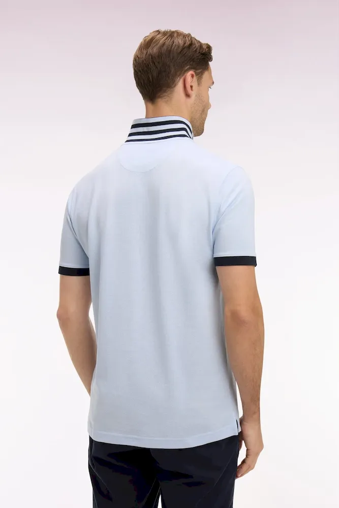 Polo manches courtes en piqué coton ciel dessous de col rayé coupe slim – Bild 5