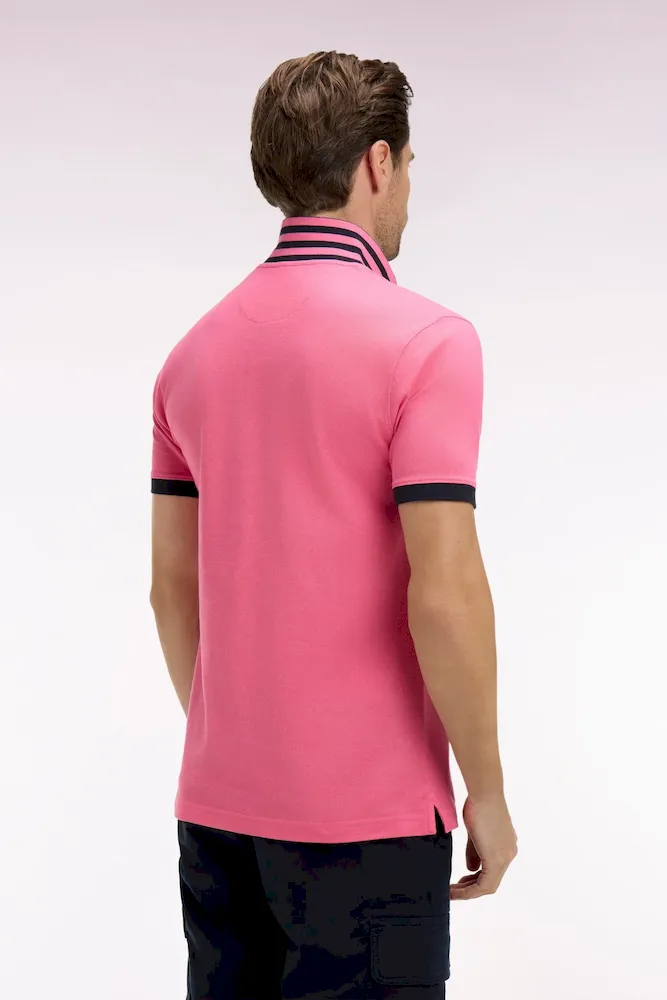 Polo manches courtes en piqué coton rose dessous de col rayé coupe slim – Bild 5
