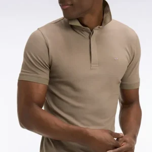 Polo à manches courtes en coton marron coupe slim