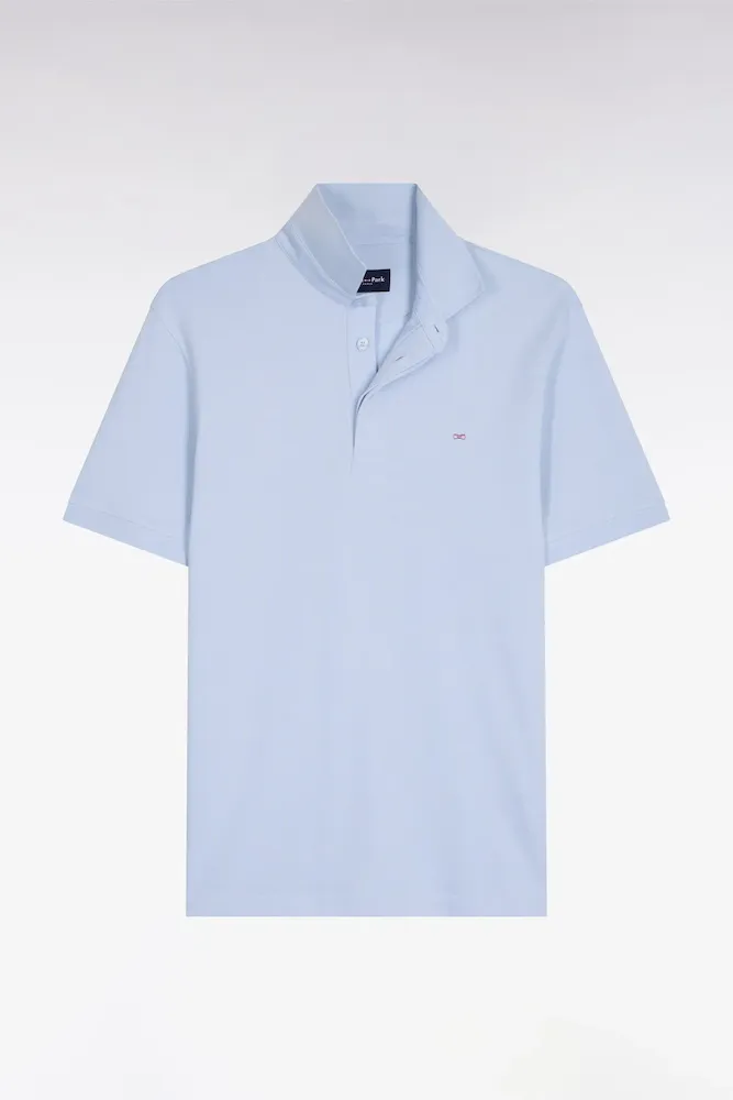 Polo à Manches Courtes En Coton Gris Clair Coupe Slim