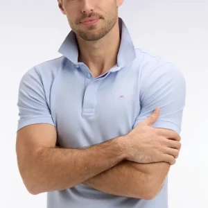 Polo à manches courtes en coton gris clair coupe slim