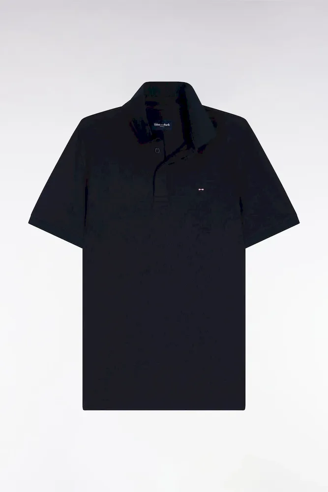 Polo à Manches Courtes En Coton Marine Coupe Slim