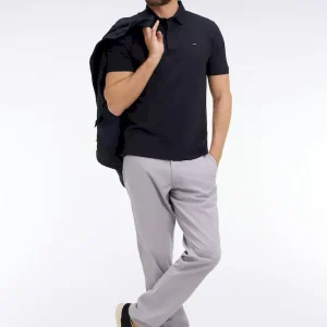 Polo à manches courtes en coton marine coupe slim