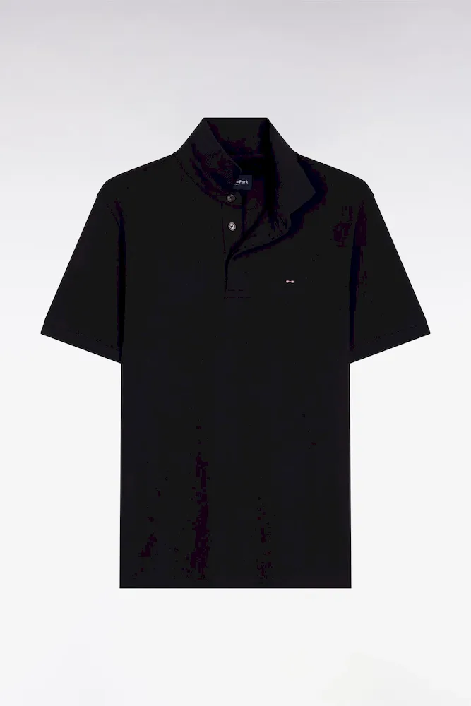 Polo à Manches Courtes En Coton Noir Coupe Slim
