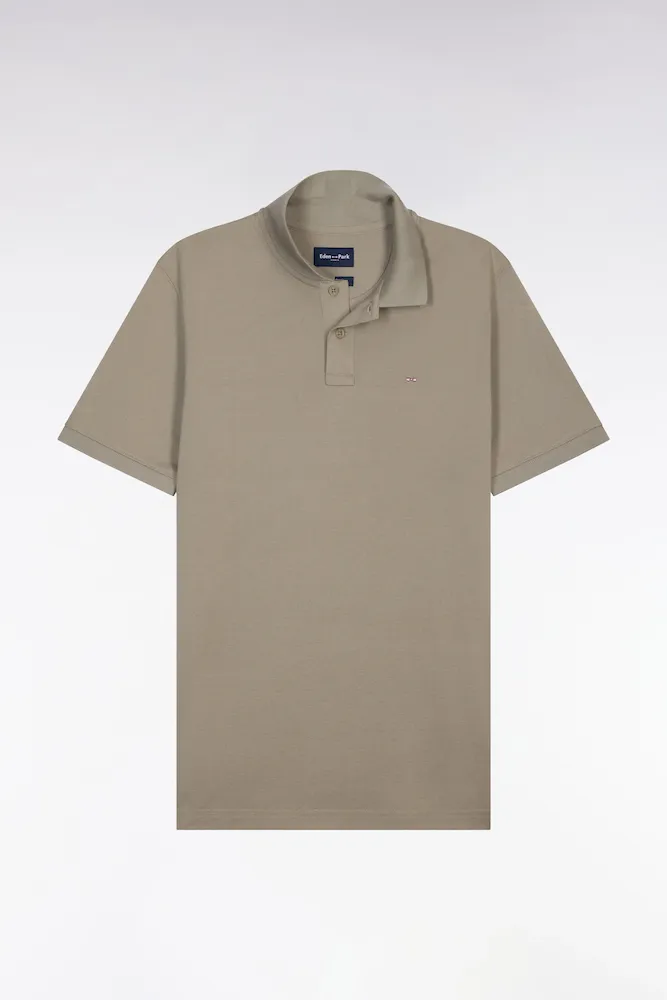 Polo à Manches Courtes En Coton Kaki Coupe Regular