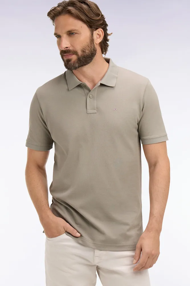 Polo à manches courtes en coton kaki coupe regular