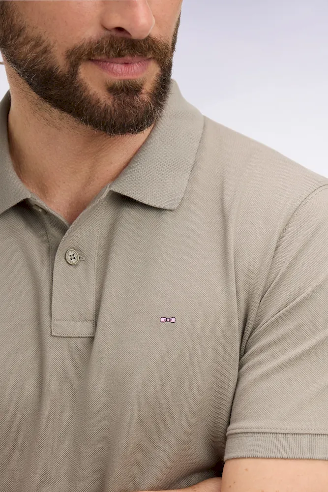Polo à manches courtes en coton kaki coupe regular – Bild 4