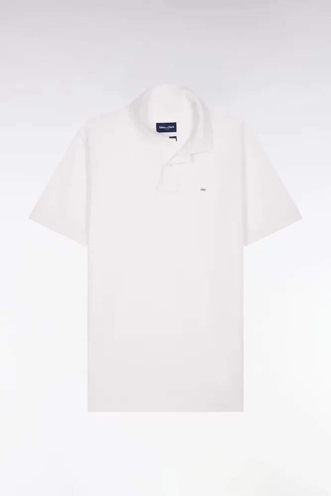 Polo à Manches Courtes En Coton Blanc Coupe Regular