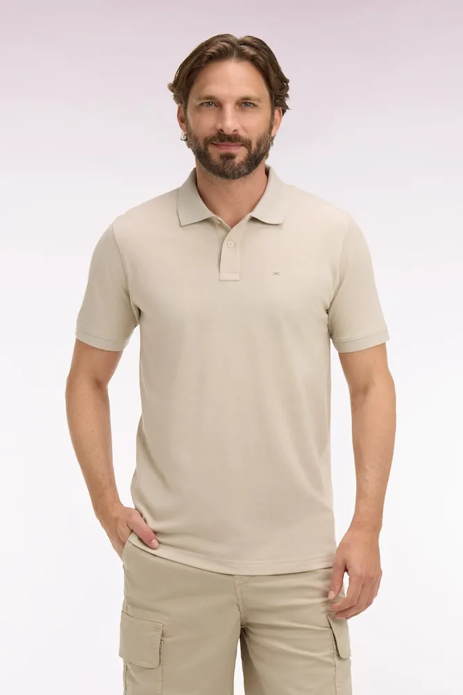 Polo à manches courtes en coton beige coupe regular – Bild 3