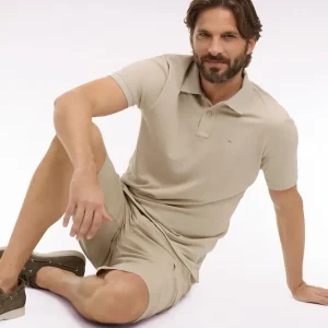 Polo à manches courtes en coton beige coupe regular