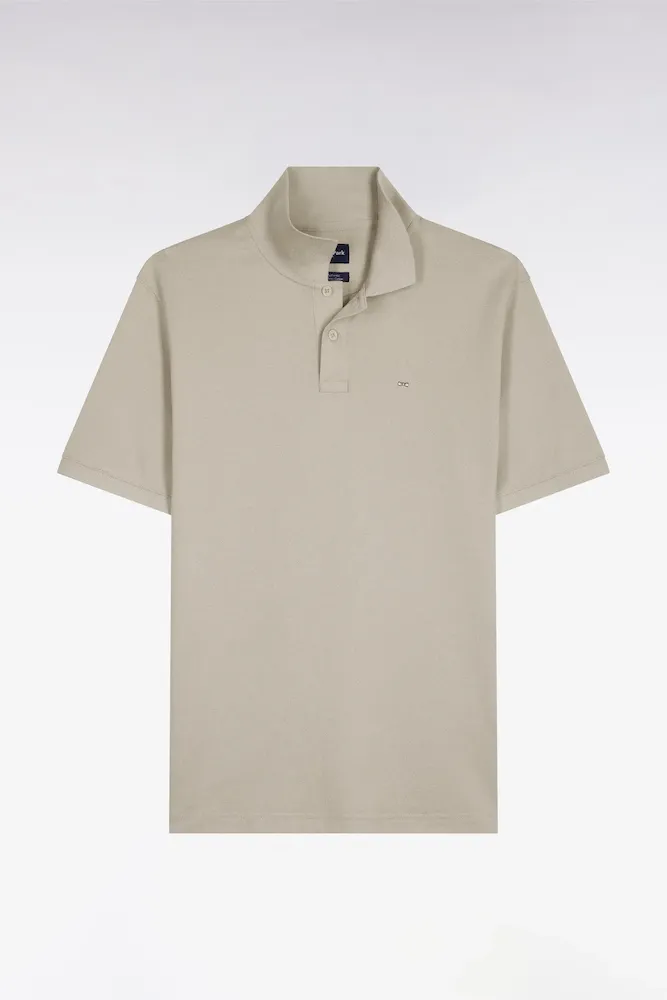 Polo à Manches Courtes En Coton Gris Clair Coupe Regular