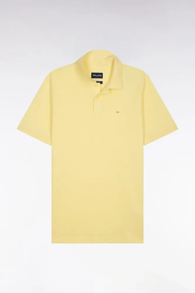 Polo à Manches Courtes En Coton Jaune Clair Coupe Regular