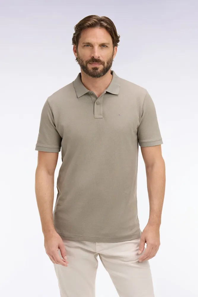 Polo à manches courtes en coton kaki coupe regular – Bild 3
