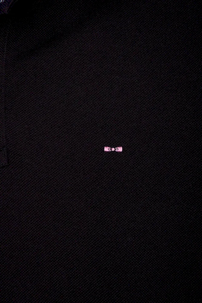 Polo à Manches Courtes En Coton Noir Coupe Regular