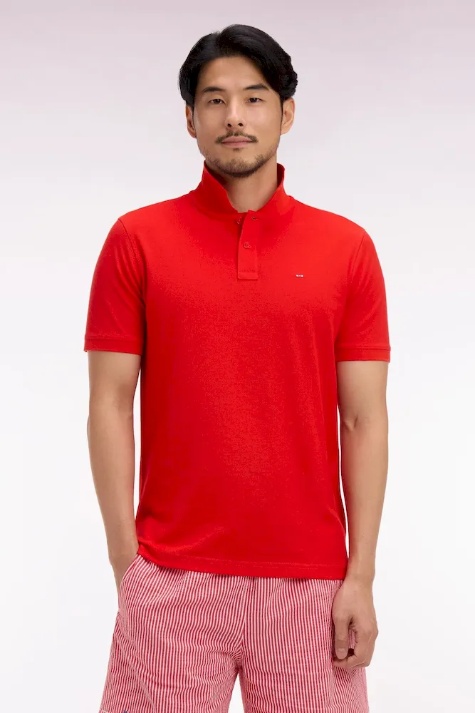 Polo à manches courtes en coton rouge coupe regular – Bild 3