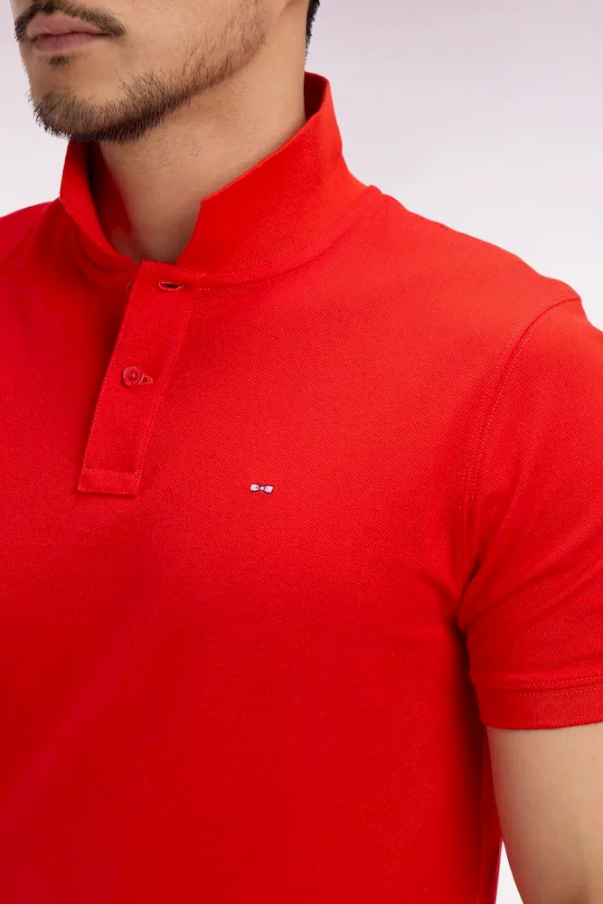 Polo à manches courtes en coton rouge coupe regular – Bild 4