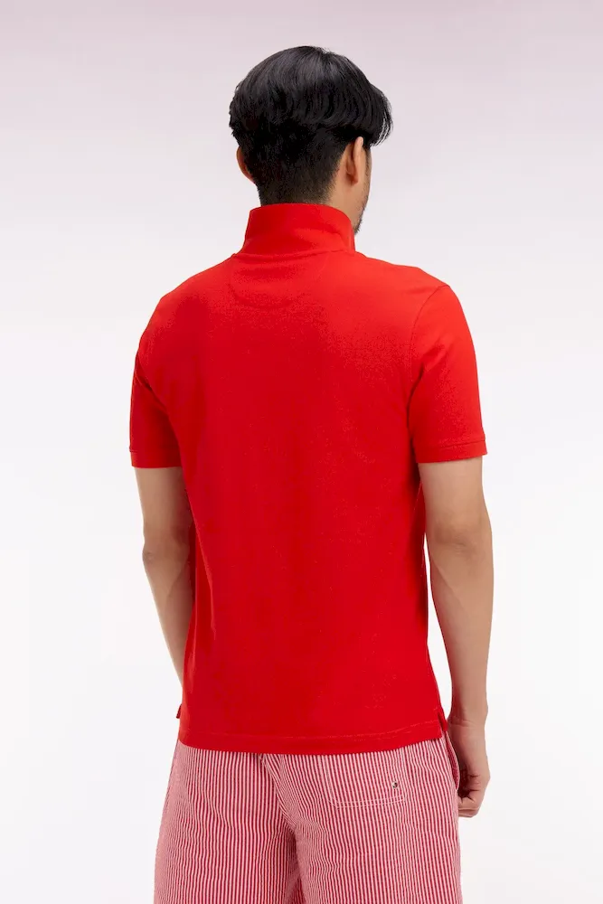 Polo à manches courtes en coton rouge coupe regular – Bild 5