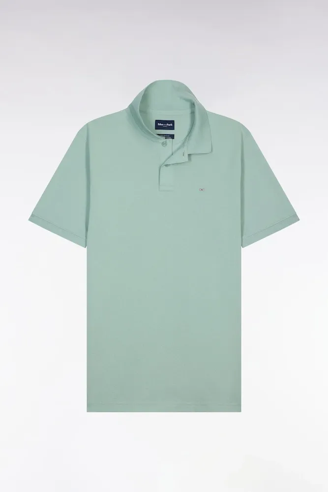 Polo à Manches Courtes En Coton Vert D'eau Coupe Regular