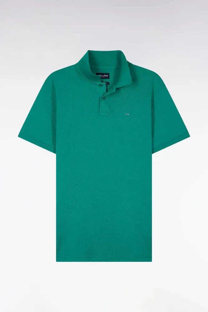 Polo à Manches Courtes En Coton Vert Foncé Coupe Regular
