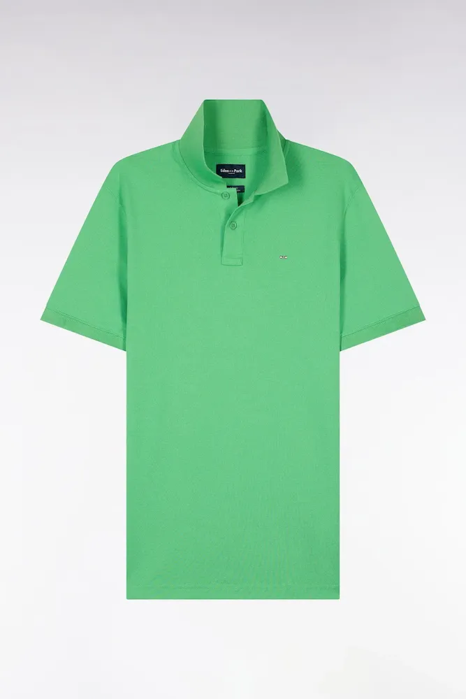 Polo à Manches Courtes En Coton Vert Coupe Regular